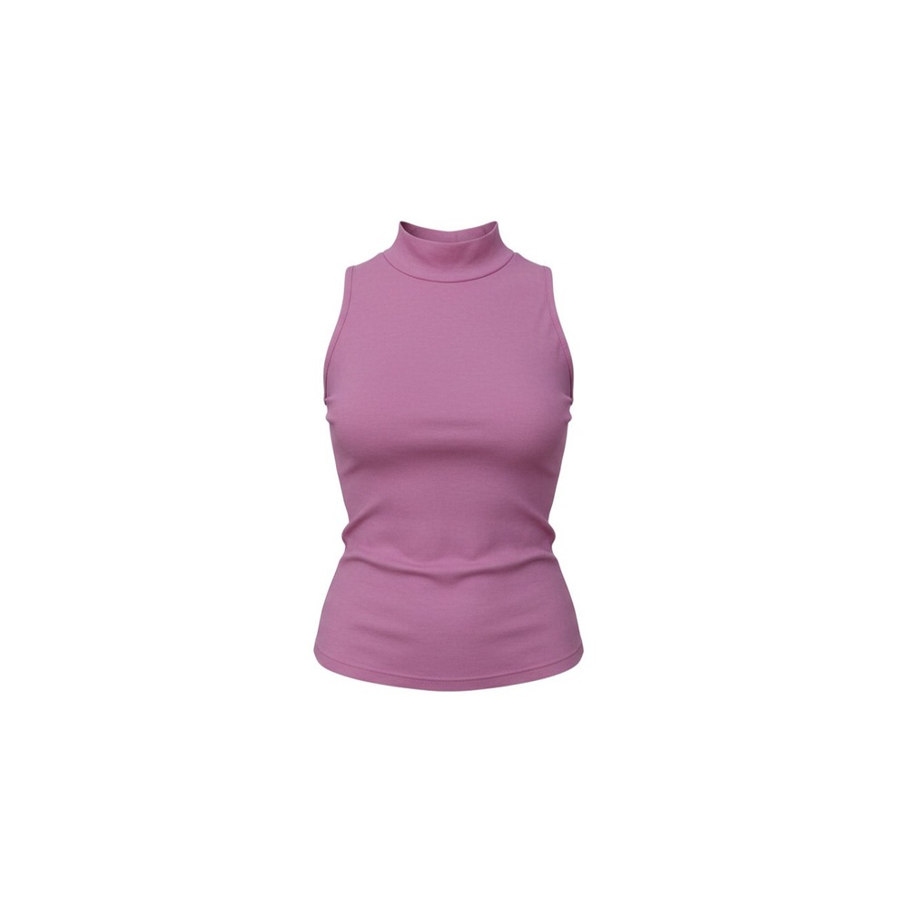 Bozzolo Mock Neck Top Womens Medium Pink Sleeveless Cotton Blend Stretch 1684